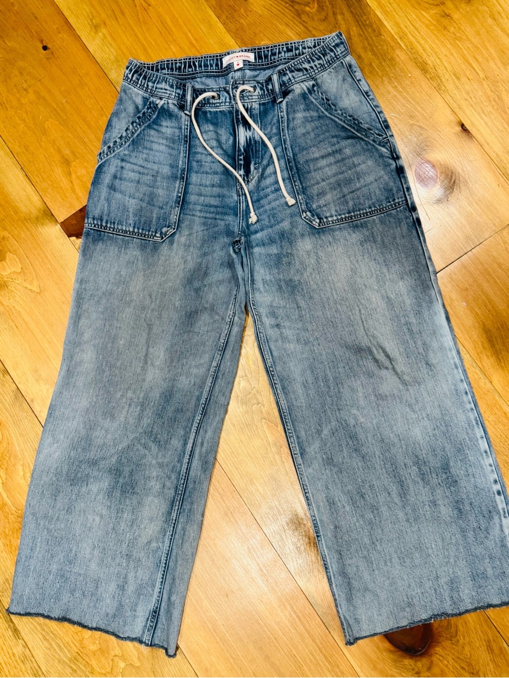 Lucky Brand Women's Light Blue Wide-Leg Drawstring Jeans